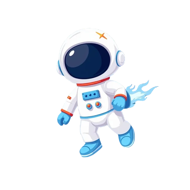 SpaceMan astronaut mascot flying with a jetpack
